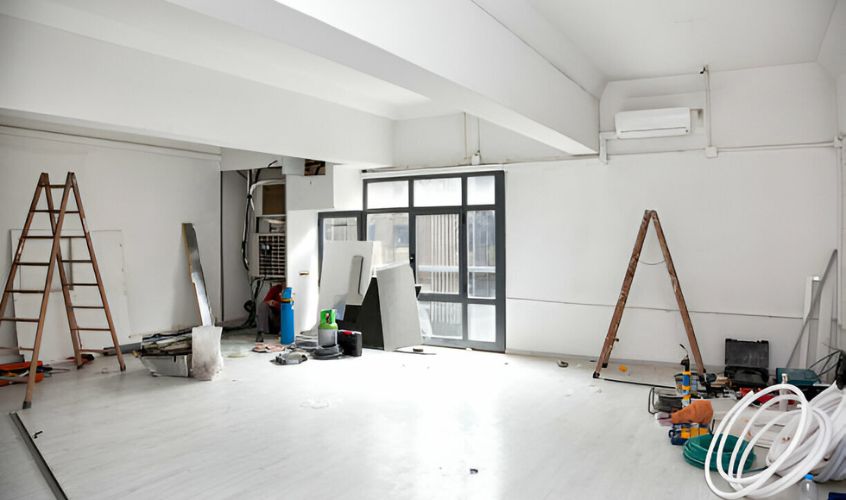 Foto de portada utilizada para el blog - rehabilitaciones de vivienda donde se ve como se está haciendo una reforma en una casa